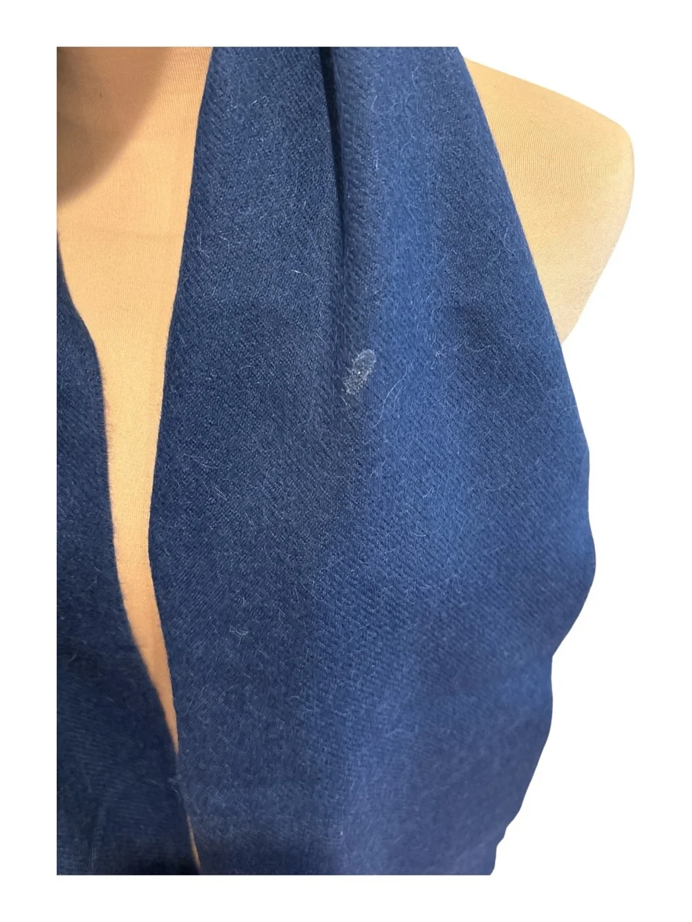 NWOT 60s ALPACA SCARF DEEP BLUE W FRINGE ENDS ECLECTIC GRANDPA 65